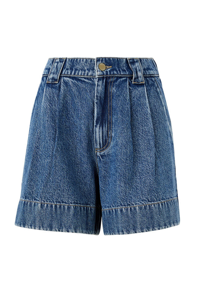 SHORT BILLIE PLEAT FRONT - WASHED INDIGO