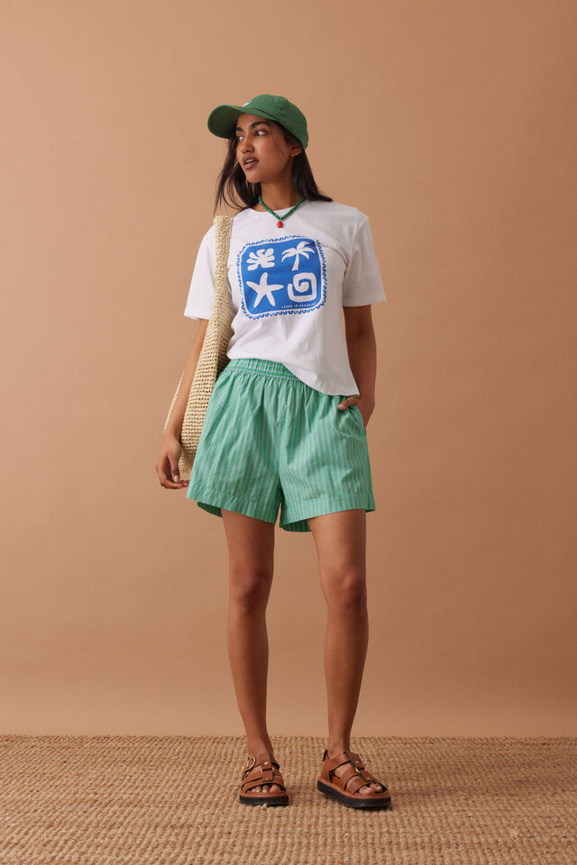 SHORT MILA - ZESTY GREEN TRIPLE STRIPE