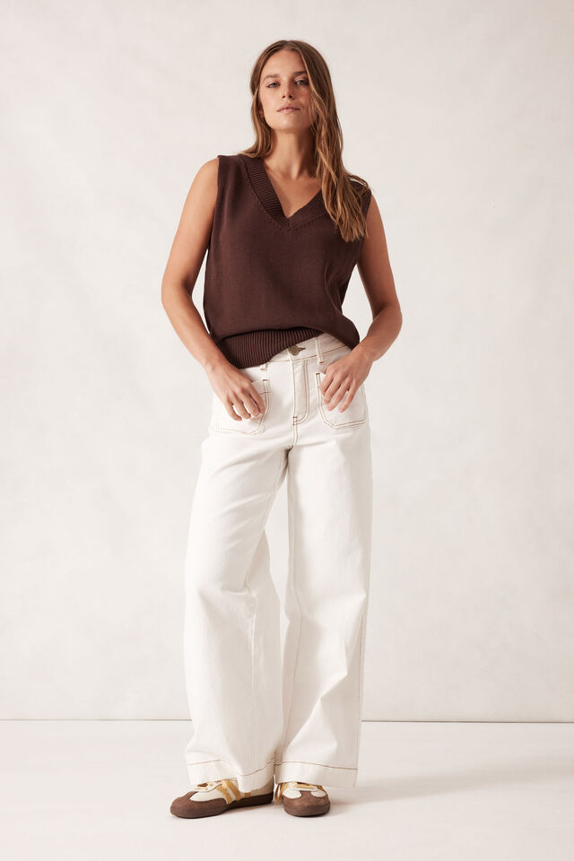 VEST V NECK KNIT - WINTER CHOC