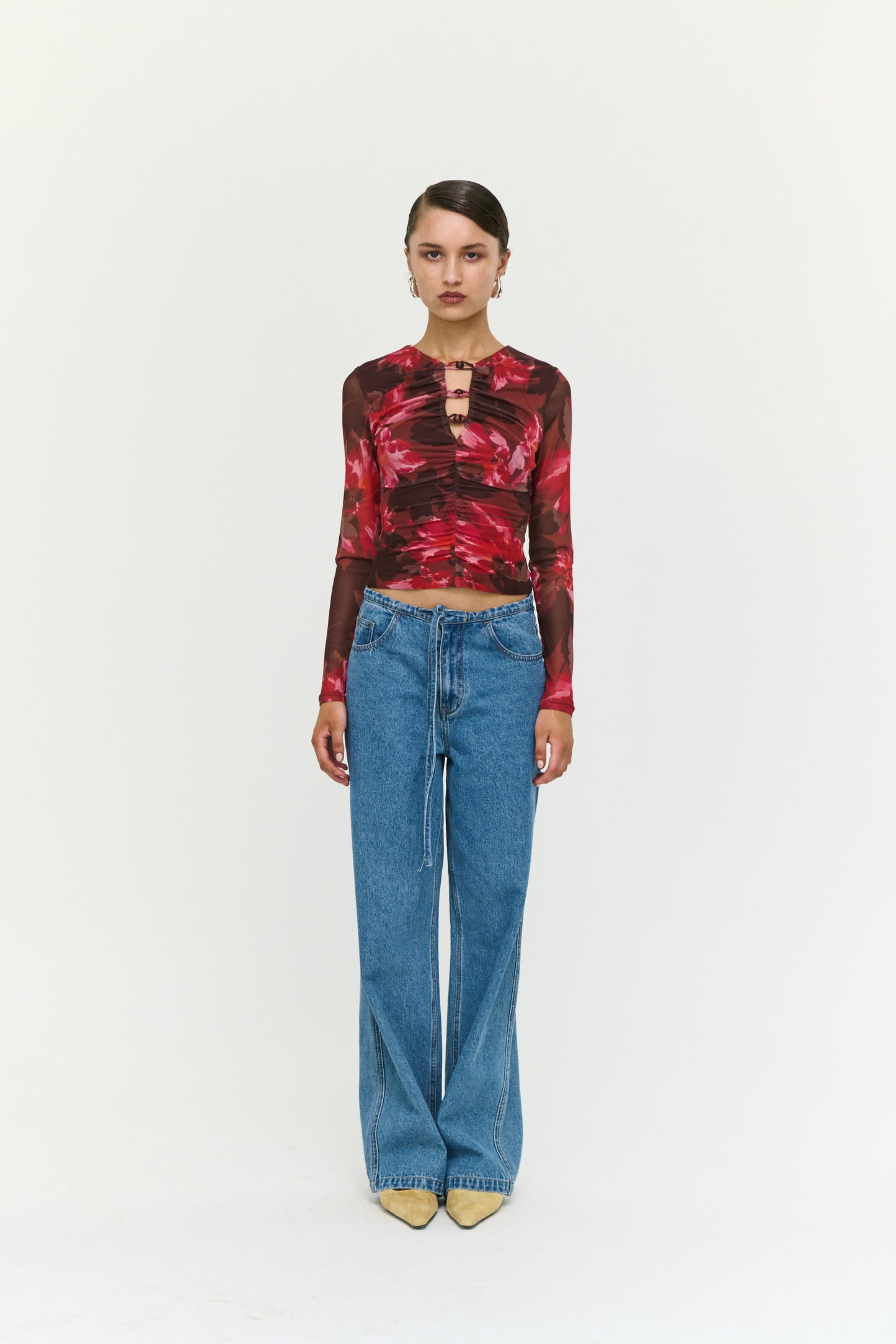 TOP AMYRA MESH - BORDEAUX GARDEN