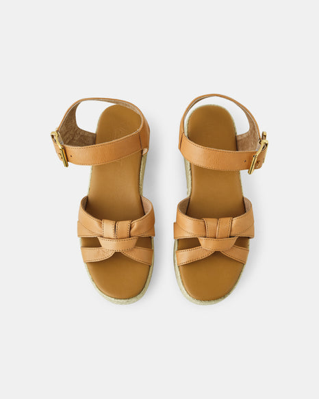 WEDGE LARA LEATHER - TAN