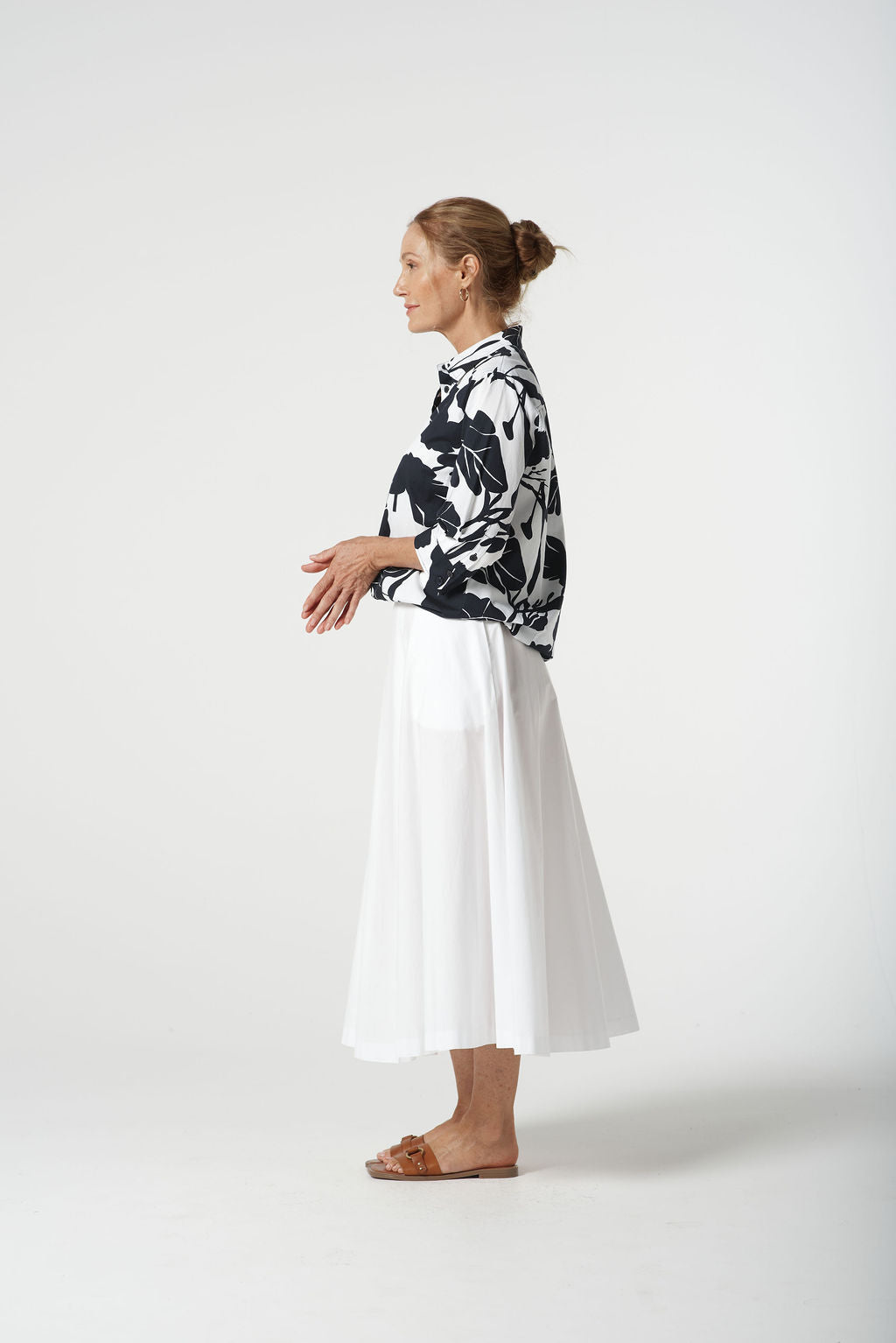 SHIRT LEAF PRINT 3/4 SLEEVE