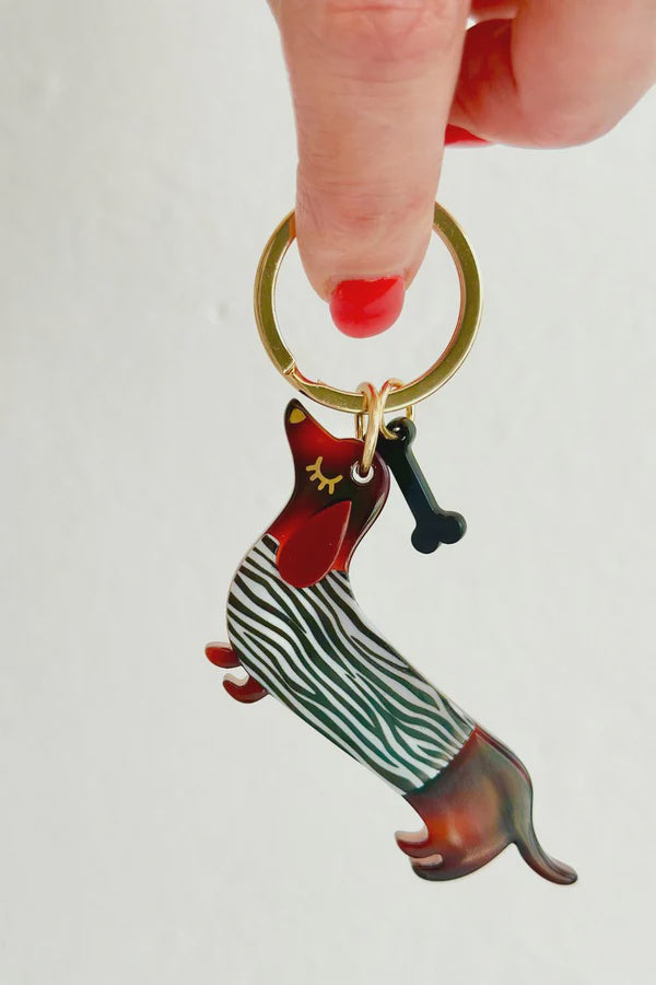 KEY RING - SAUSAGE DOG - ZEBRA