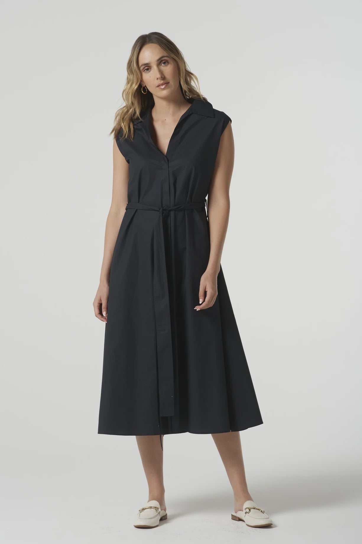 DRESS WILLOW COTTON SLEEVELESS - DARK NAVY