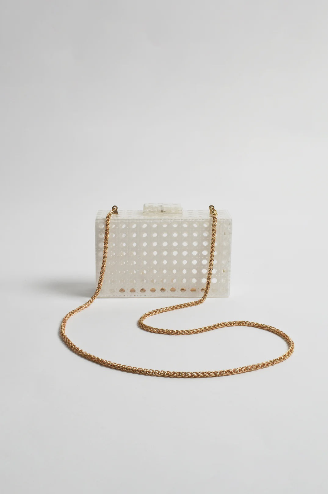BAG SADIE PICNIC WEAVE CLEAR STRUCTURED CLUTCH
