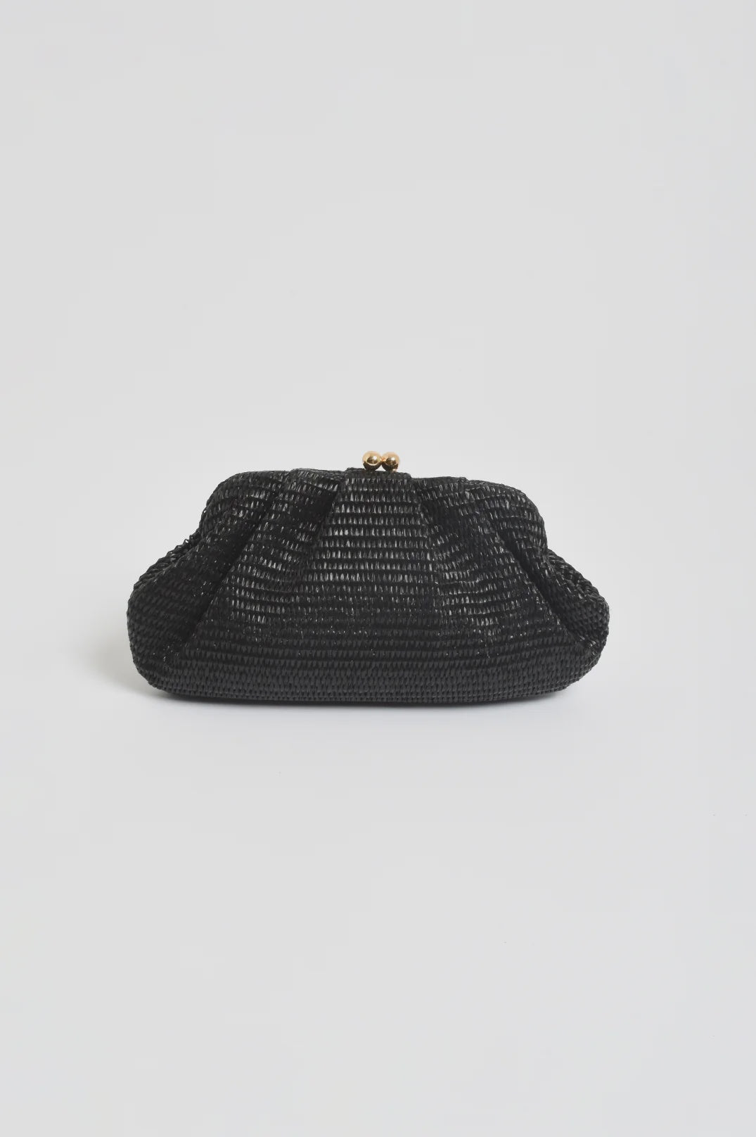 BAG WEAVE GATHERED CLUTCH - BLACK