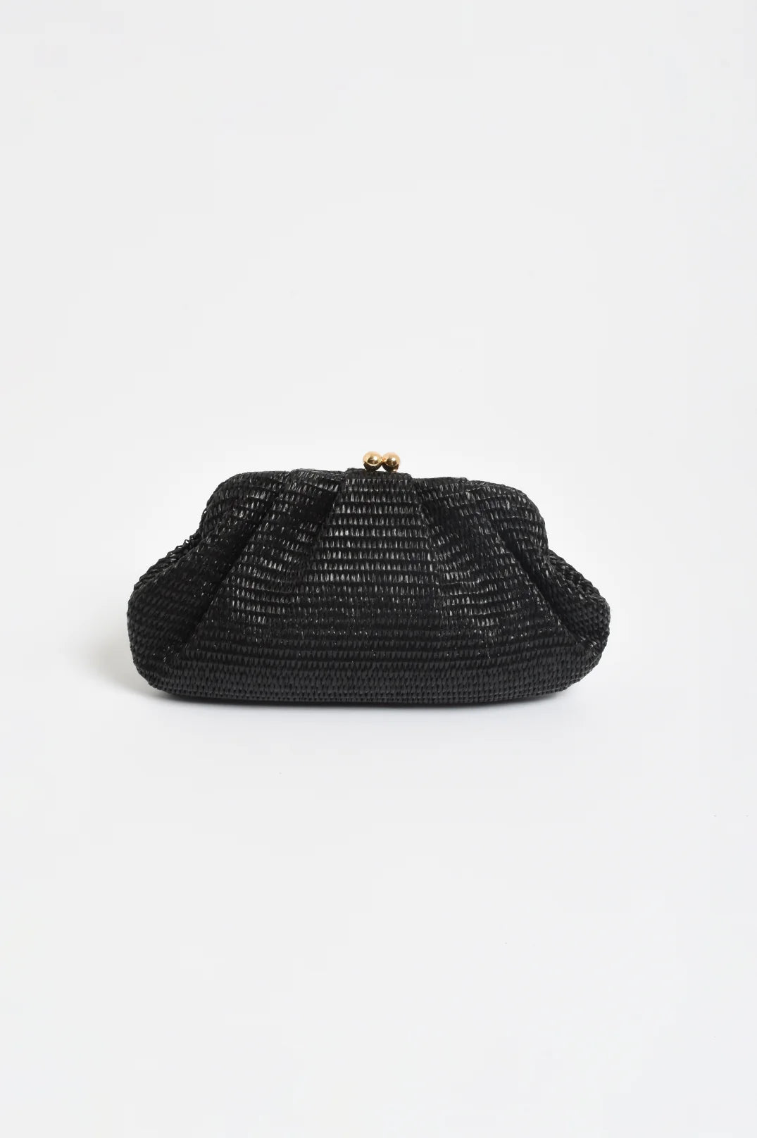 BAG WEAVE GATHERED CLUTCH - BLACK