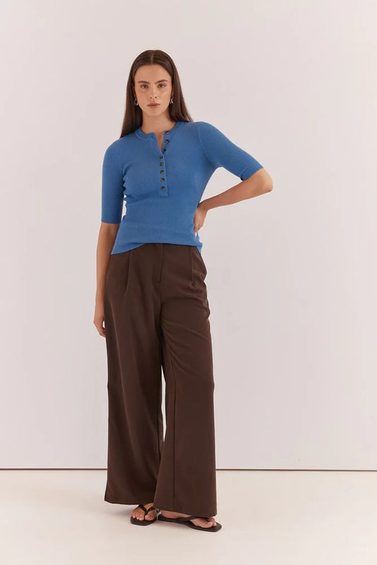TROUSER NATALIE WIDE LEG - CHOCOLATE