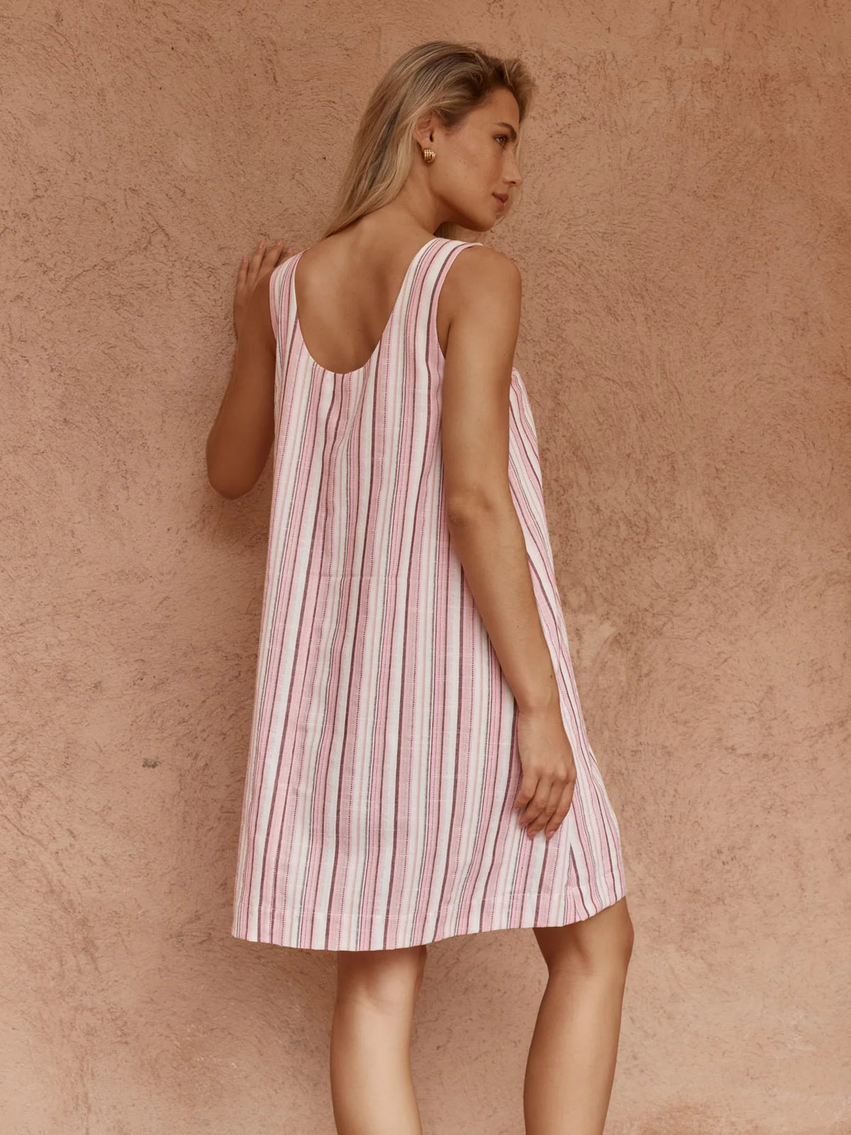 DRESS NIKOLAI MULTI STRIPE MINI - PINK