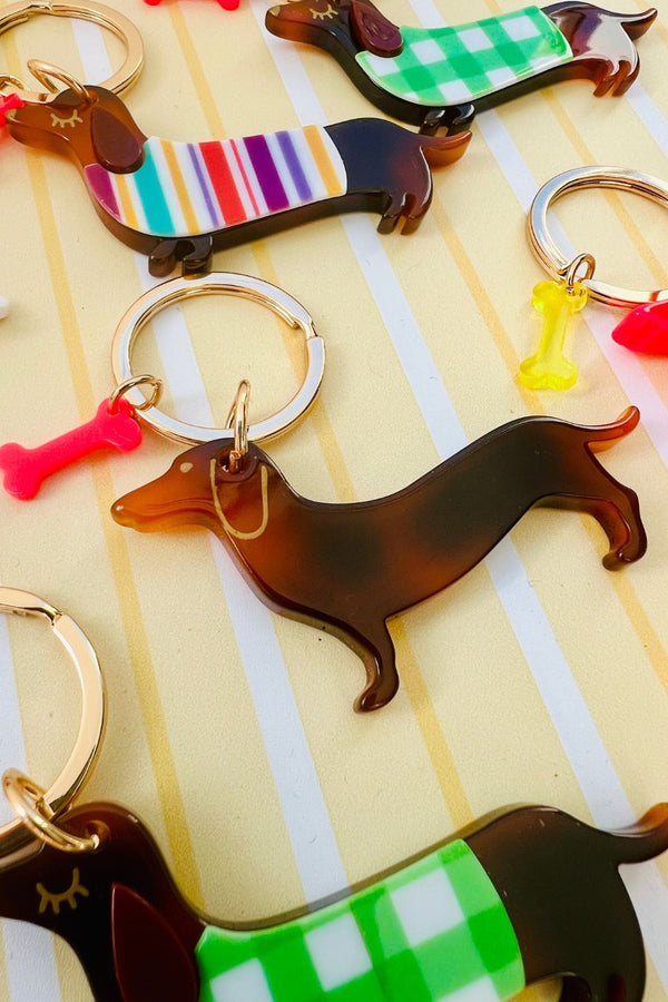 KEY RING - SAUSAGE DOG - TORTOISESHELL