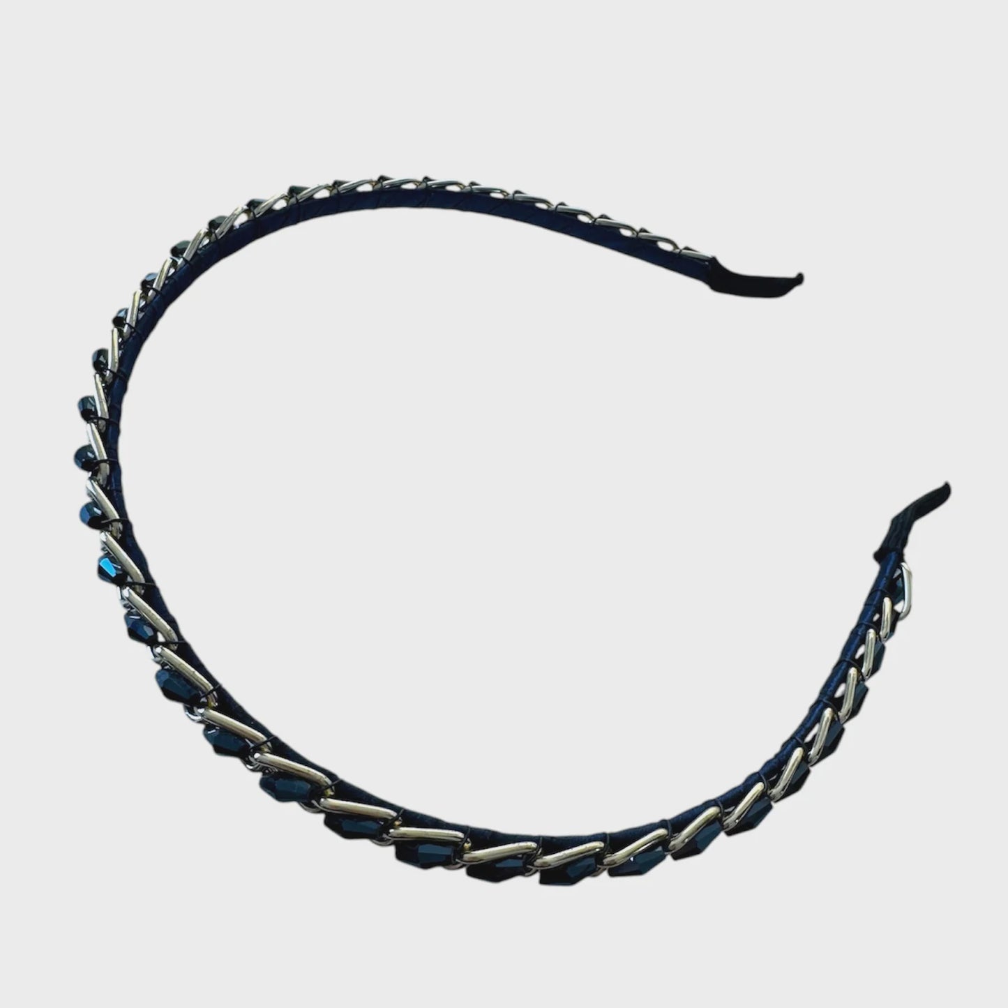 HEADBAND CHER THIN RHINESTONE NAVY