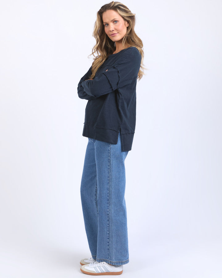TOP JAYNE THROW ON - NAVY