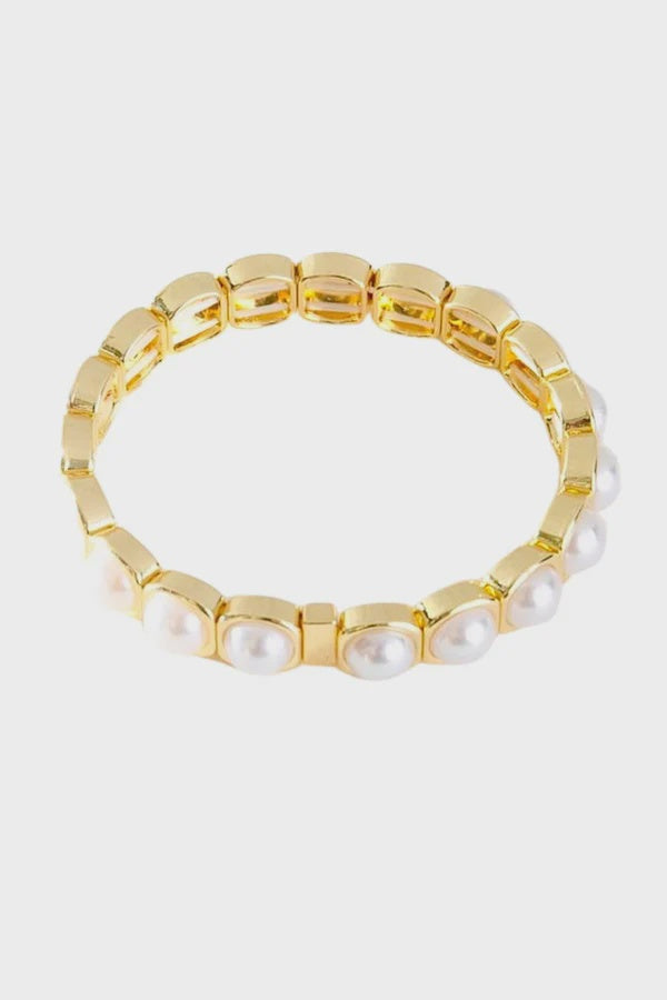 BRACELET STIRLING - GOLD AND PEARL