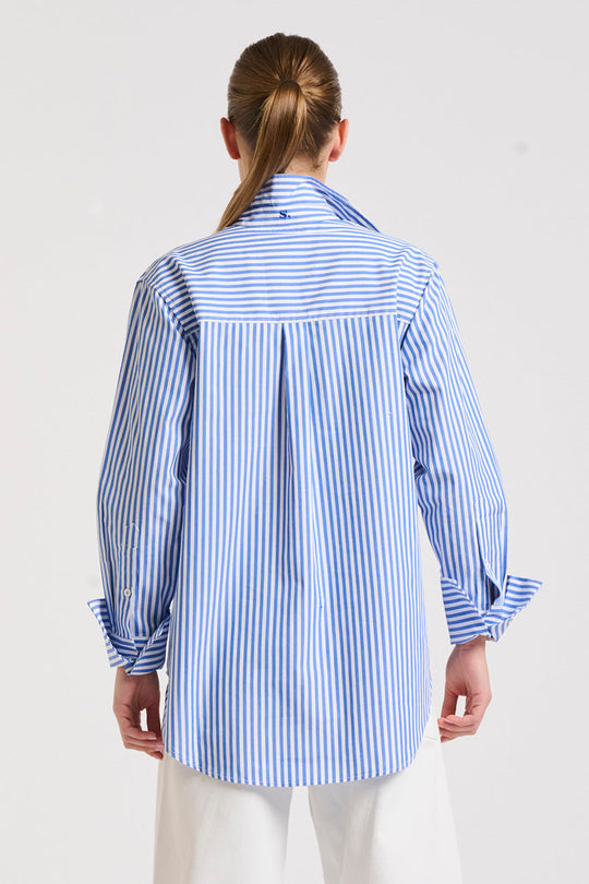 SHIRT ELODIE GIRLFRIEND - MID BLUE STRIPE