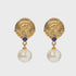 EARRINGS LAPIS PEARL COIN