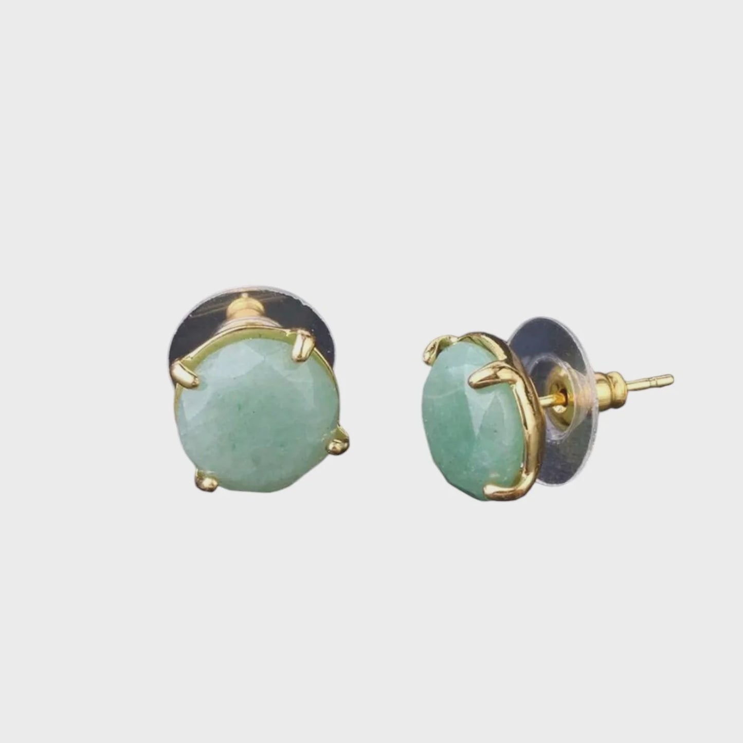 EARRINGS GREEN AVENTURINE STUDS