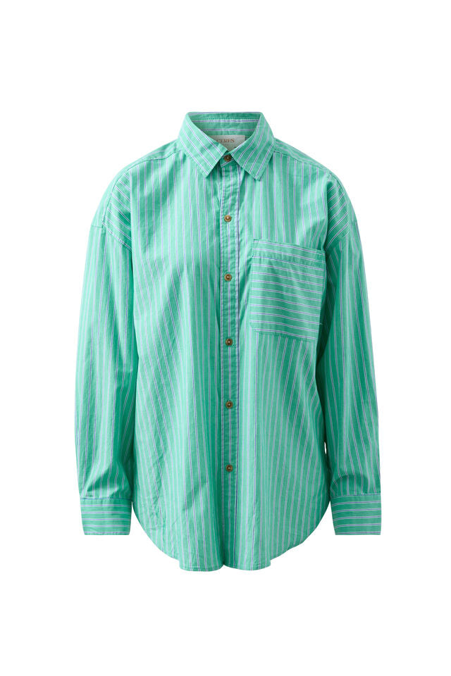 SHIRT PETA OVERSIZED - ZESTY TRIPE GREEN STRIPE