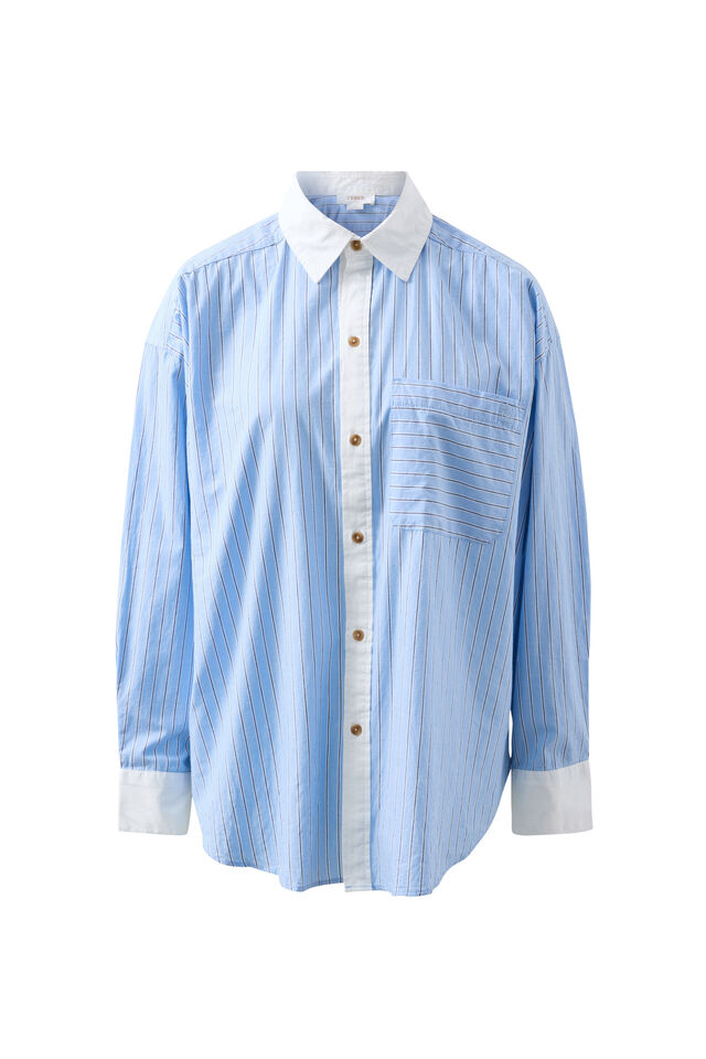 SHIRT PETA OVERSIZED - POWDER BLUE TRIPLE STRIPE