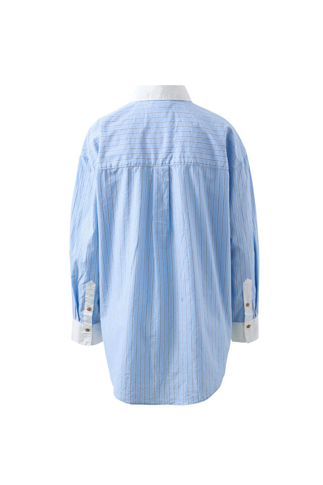 SHIRT PETA OVERSIZED - POWDER BLUE TRIPLE STRIPE