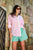 SHIRT PETA OVERSIZED - HIBISCUS PINK TRIPLE STRIPE WHITE COLLAR