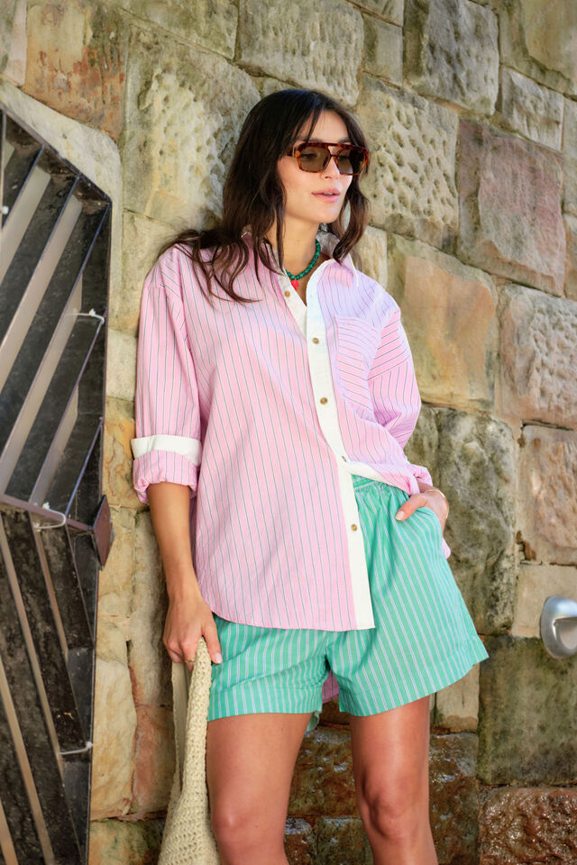 SHORT MILA - ZESTY GREEN TRIPLE STRIPE