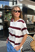 TEE STEVIE SLOUCHY - VANILLA/BURGUNDY