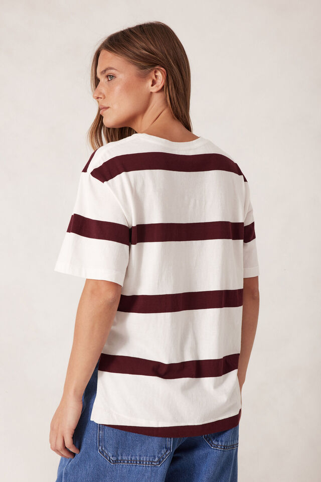 TEE STEVIE SLOUCHY - VANILLA/BURGUNDY