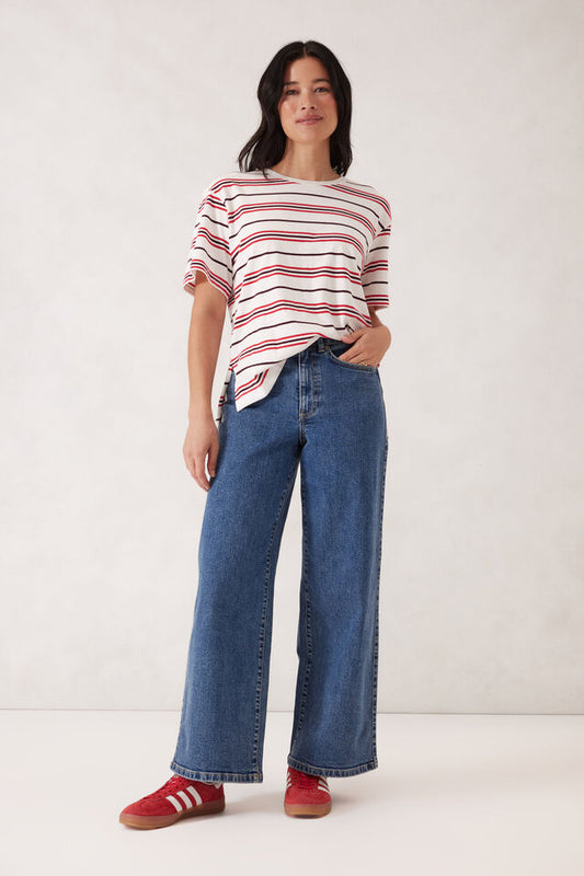 TEE STEVIE SLOUCHY - BERRY RED STRIPE