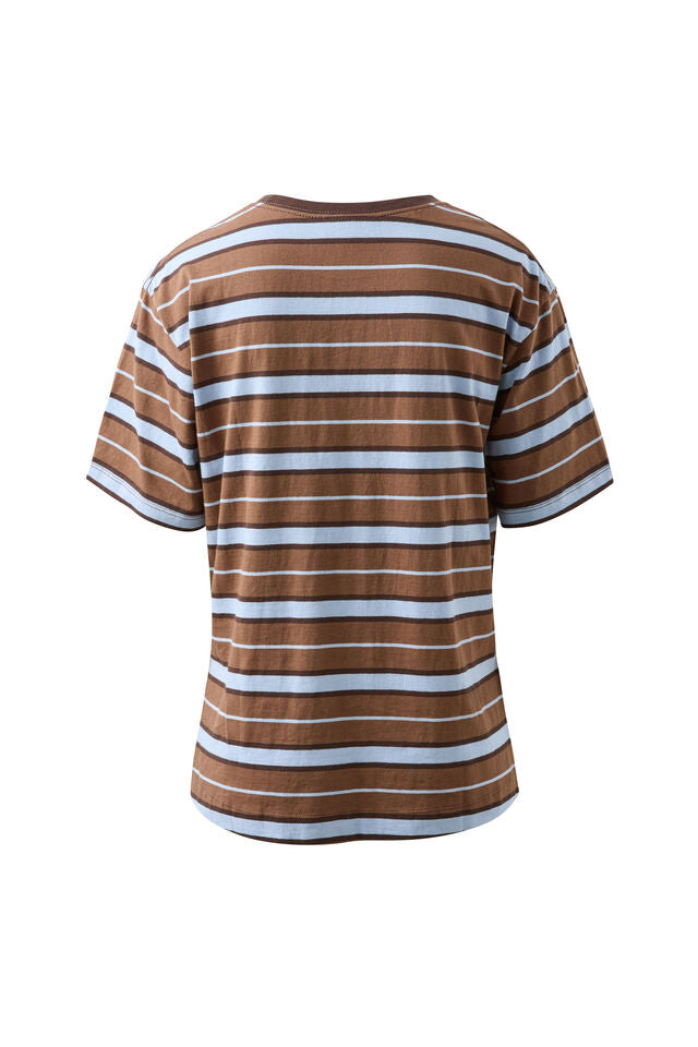 TEE STEVIE SLOUCHY - CHALK/CHOC RETRO STRIPE