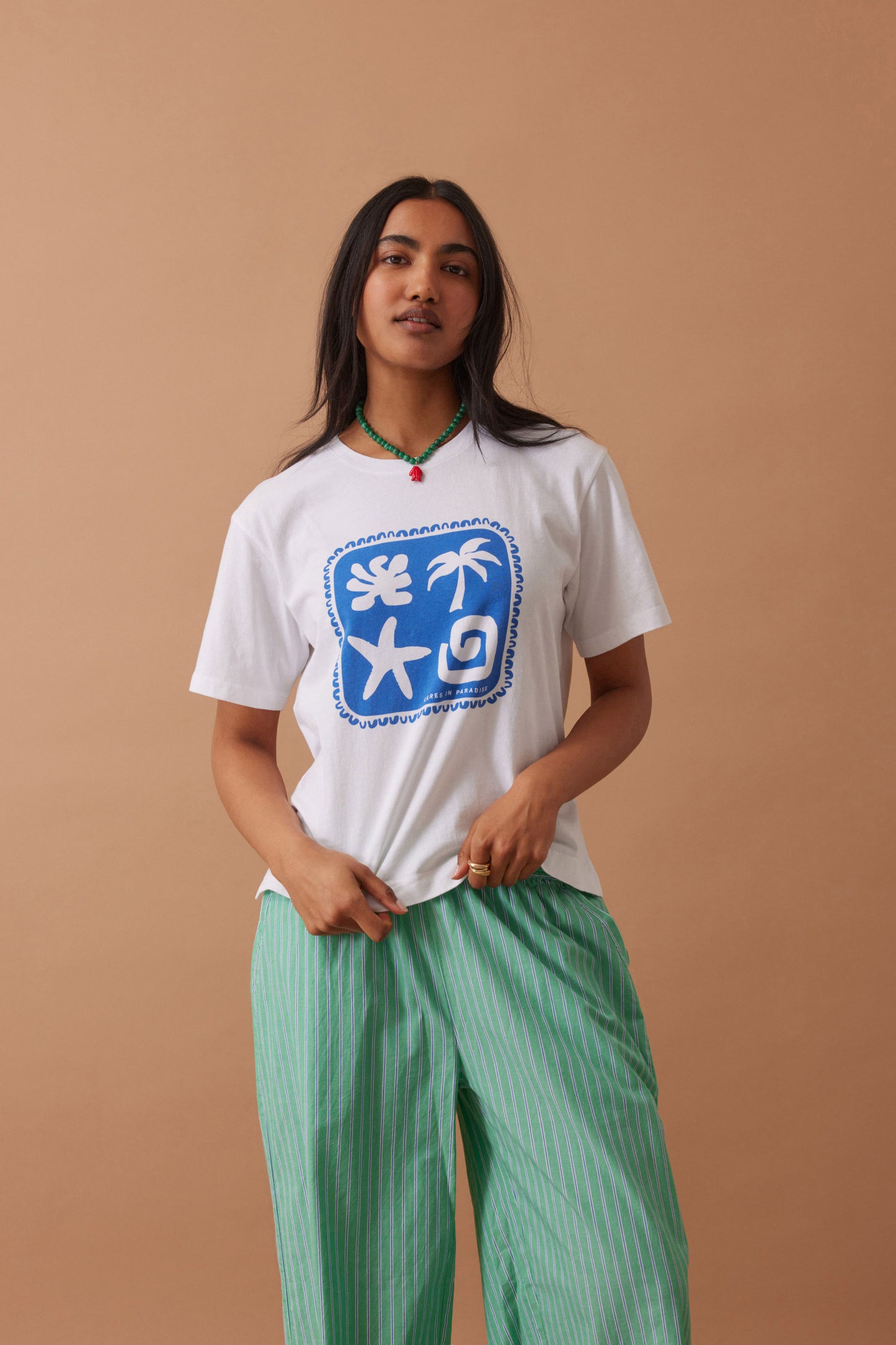 TEE STEVIE SLOUCHY - WHITE CERES PARADISE PRINT
