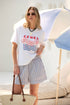 TEE STEVIE SLOUCHY - WHITE/CERES RETRO PALMS
