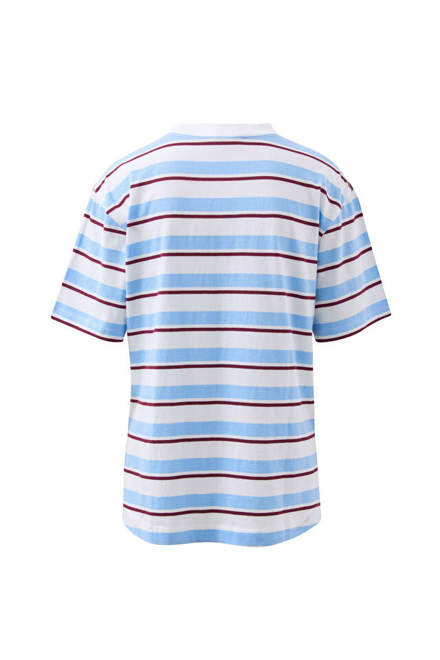 TEE STEVIE SLOUCHY - POWDER/POMEGRANATE RETRO STRIPE