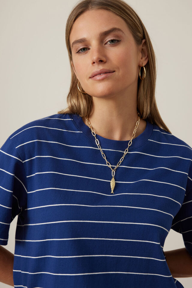 TEE STEVIE SLOUCHY - PRUSSIAN BLUE/MILK
