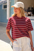 TEE STEVIE SLOUCHIE BURGUNDY/MILK STRIPE
