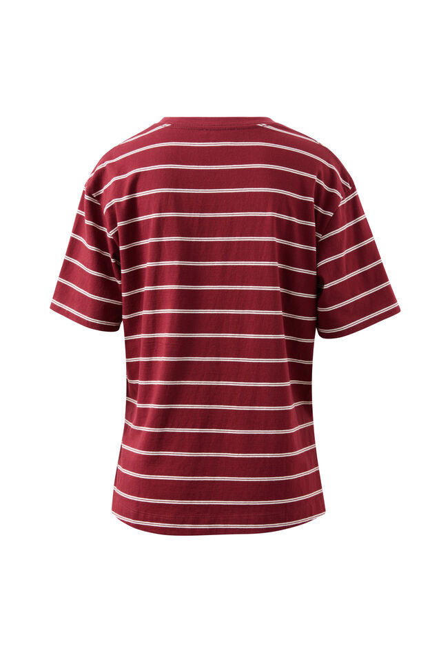 TEE STEVIE SLOUCHIE BURGUNDY/MILK STRIPE