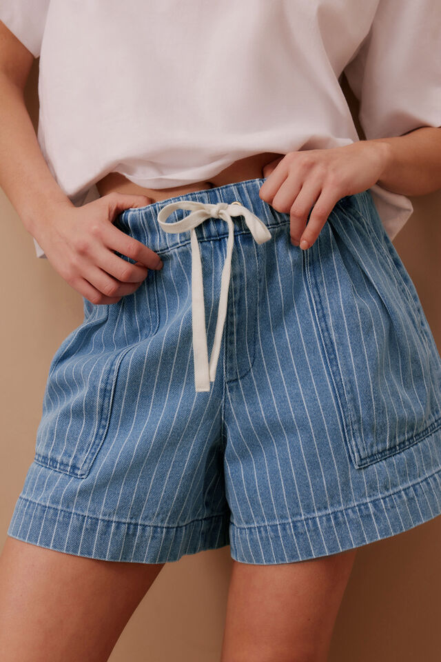 SHORT DARCY RELAXED EVERYDAY - INDIGO STRIPE