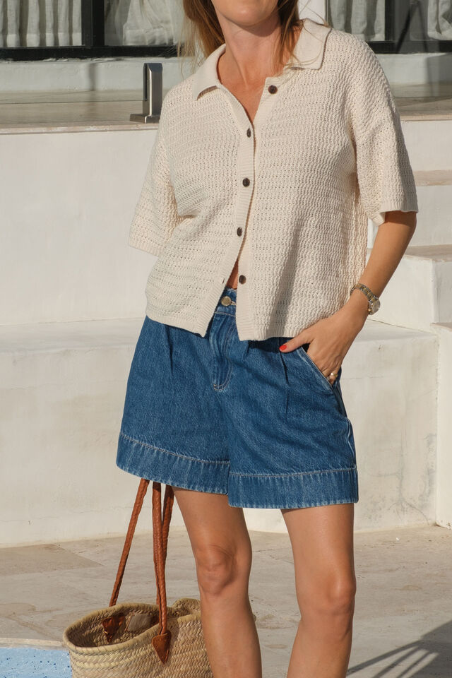 SHORT BILLIE PLEAT FRONT - WASHED INDIGO