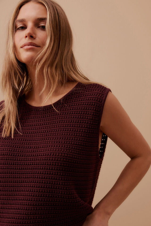 TANK MARGOT MESH KNIT - WINE