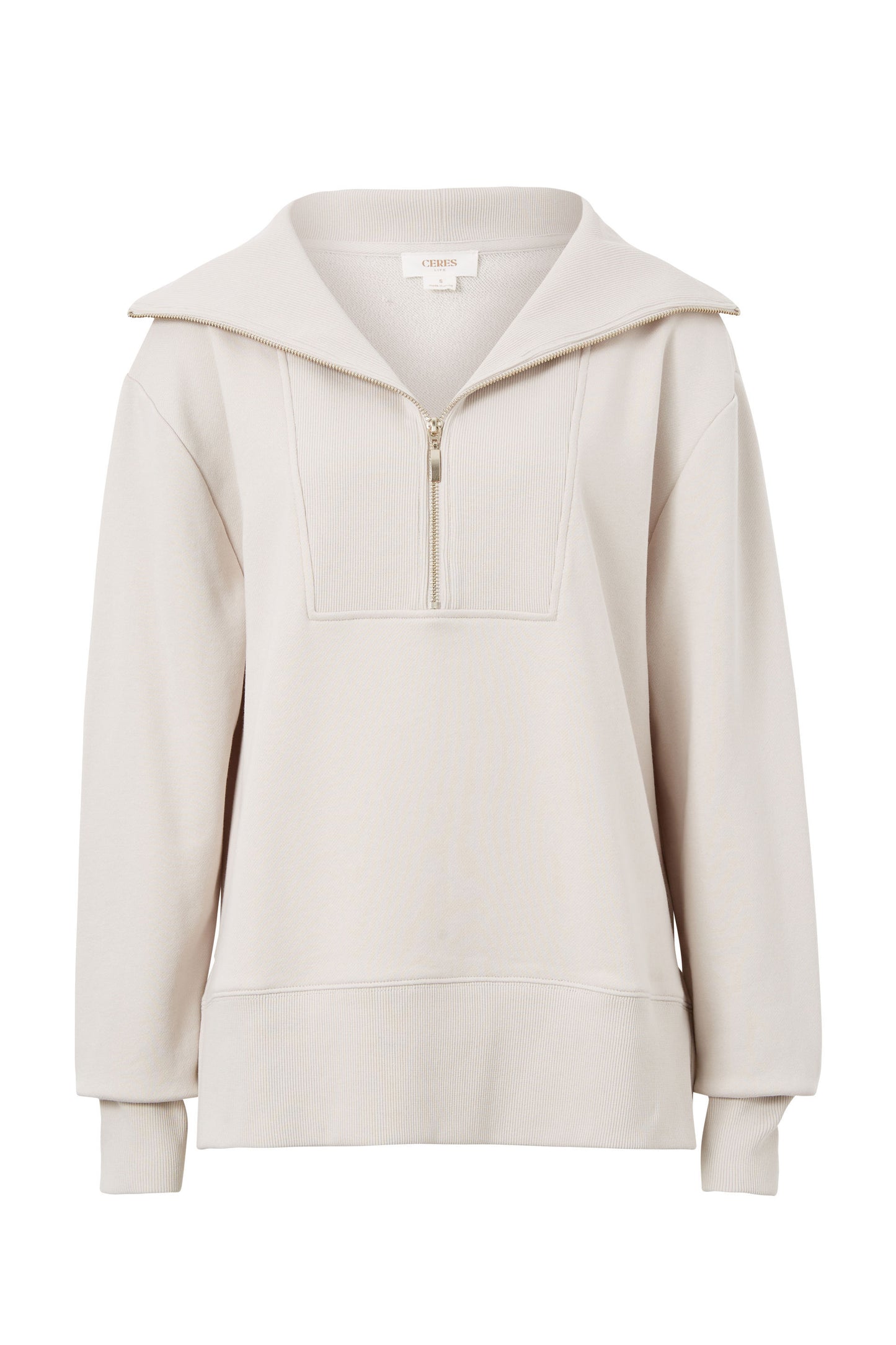 SWEAT ISABELLA HALF ZIP - ALMOND