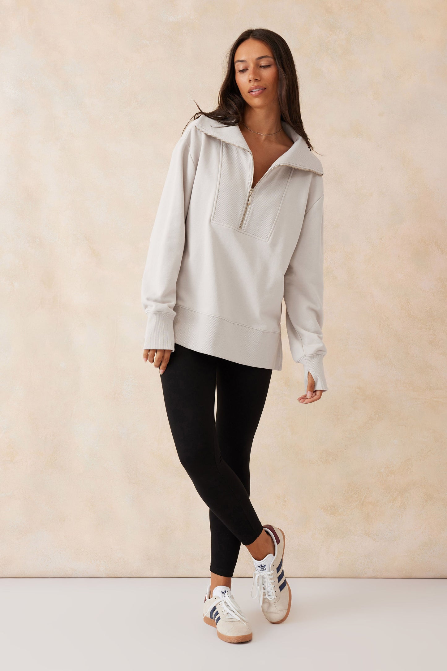 SWEAT ISABELLA HALF ZIP - ALMOND