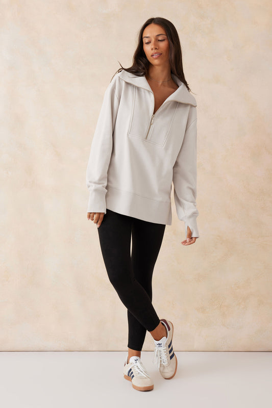 SWEAT ISABELLA HALF ZIP - ALMOND