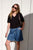SHORTS SYLVIE LONGLINE PLEAT DENIM - FRESH INDIGO