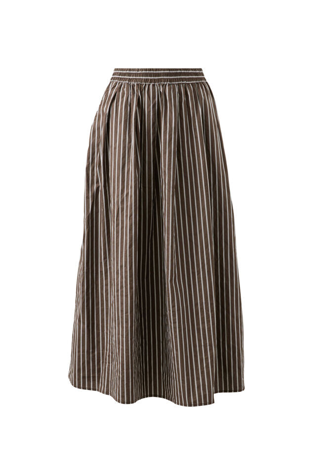 SKIRT FLORENCE MAXI - CHOC/WHITE STRIPE