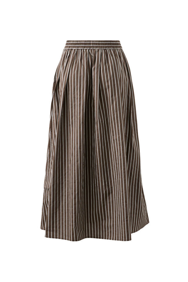 SKIRT FLORENCE MAXI - CHOC/WHITE STRIPE