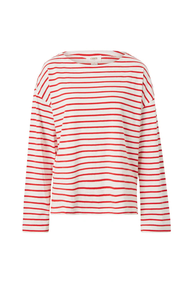 TOP SLOUCHY LONG SLEEVE BOAT NECK