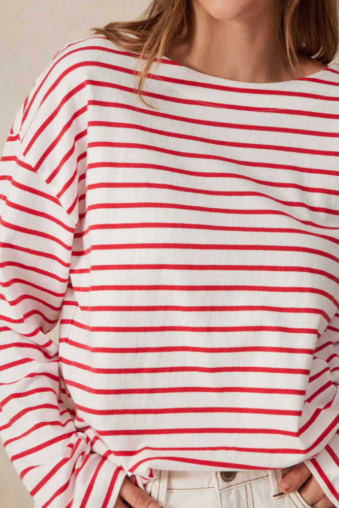 TOP SLOUCHY LONG SLEEVE BOAT NECK