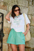 SHORT MILA - ZESTY GREEN TRIPLE STRIPE
