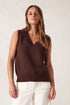 VEST V NECK KNIT - WINTER CHOC