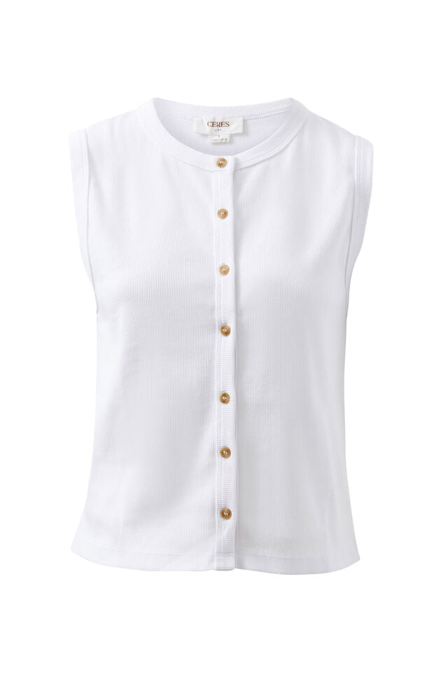 TANK LYLA BUTTON RIB