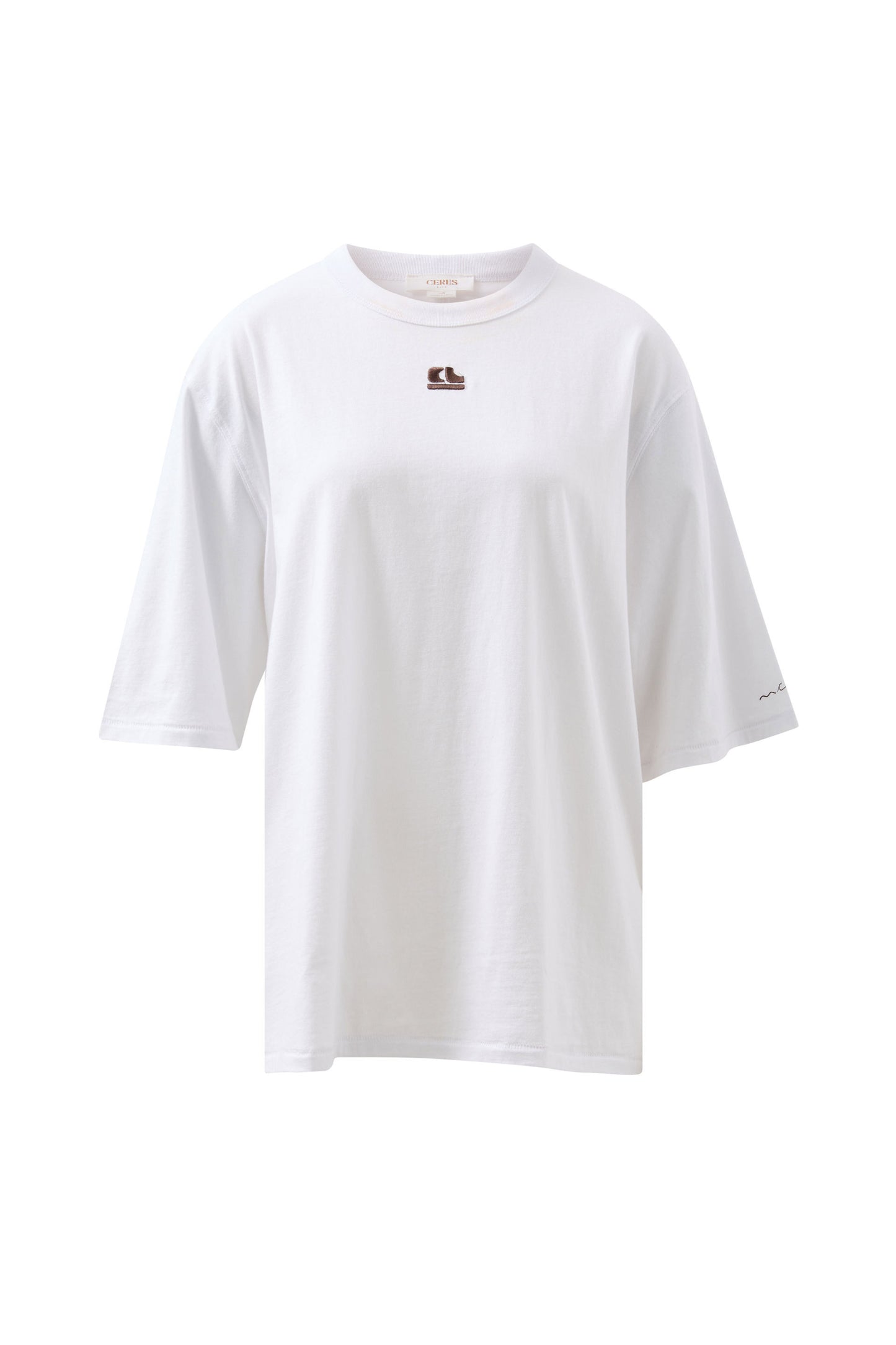 TEE LIV OVERSIZED - CHOC EMBROIDERY
